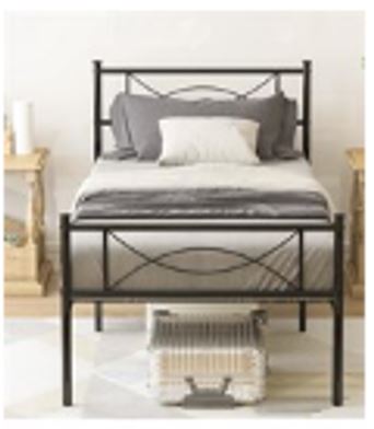 R single metal platform bed frame