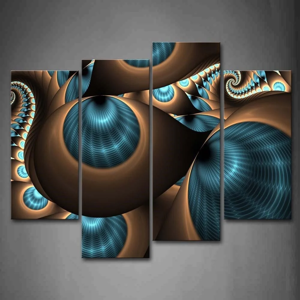 Abstract Blue Brown Like Several Holes Wall Art Pa