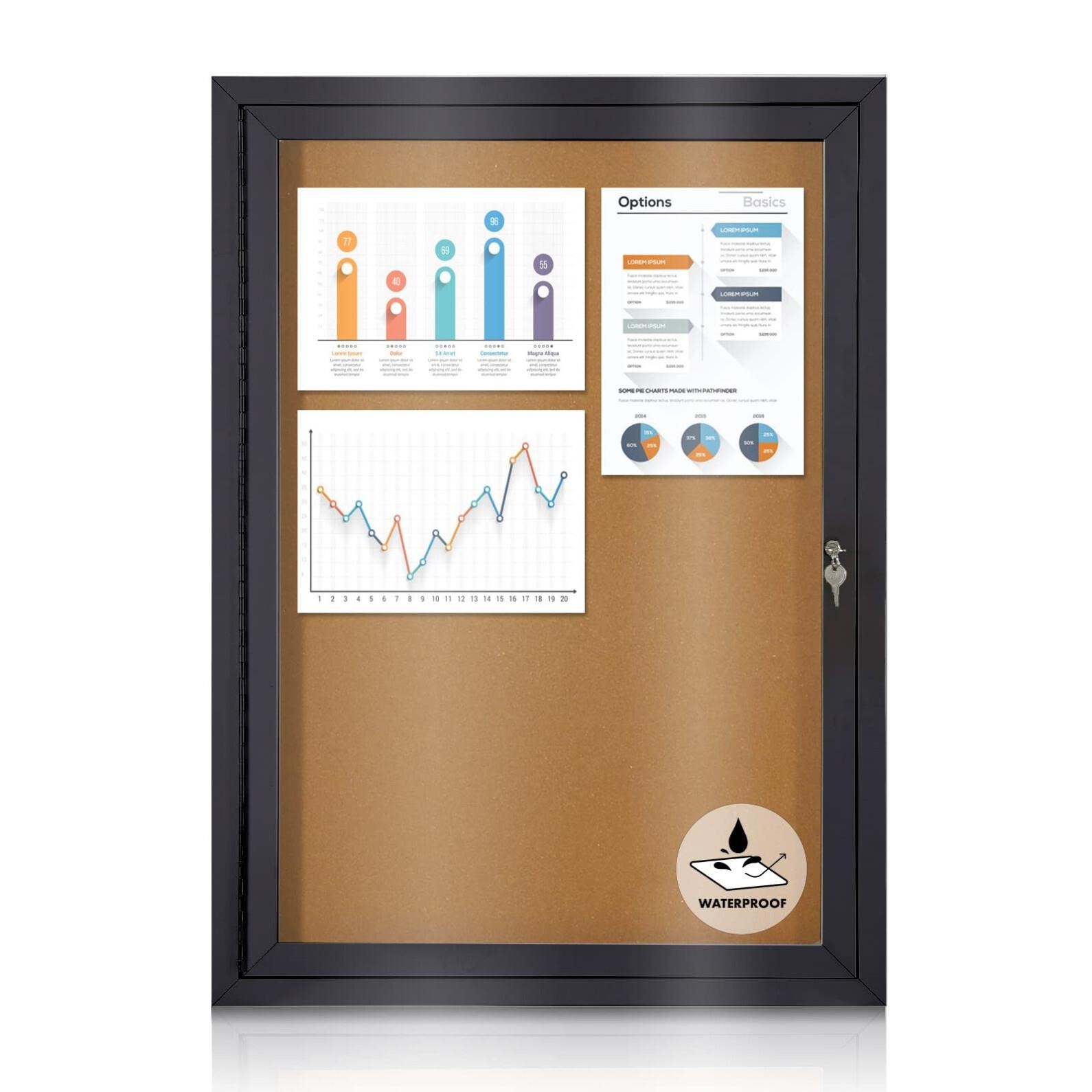EVERSUPPLY Enclosed Bulletin Board Outdoor Noticeb