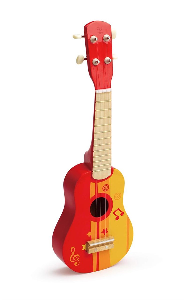 Hape Kid's Wooden Toy Ukulele in Red, L: 21.9, W: