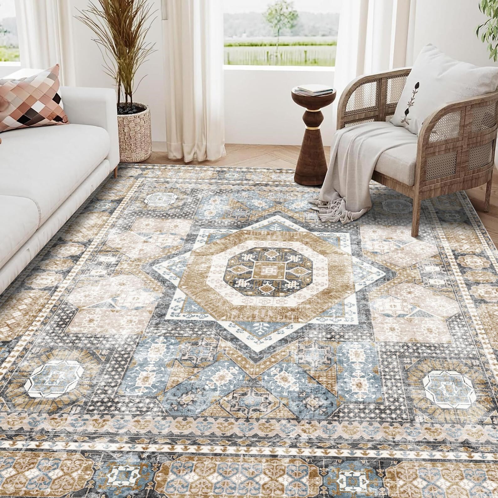 EASERUG Machine Washable Rug 5' x 7' Vintage Design