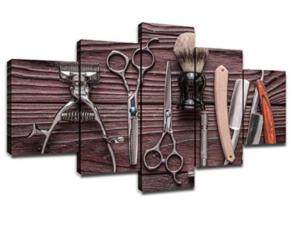Vintage Barber Shop Tools Wall Canvas Art for Hai