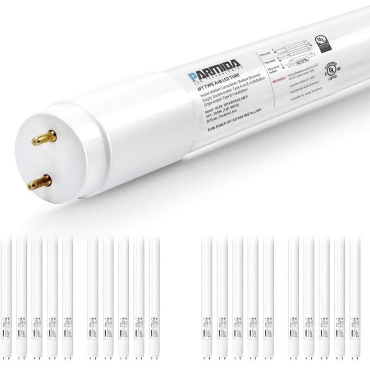 PARMIDA 20-Pack 4FT LED T8 Hybrid Type A+B