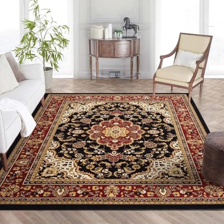 Well Woven Barclay Medallion Kashan Black Traditi