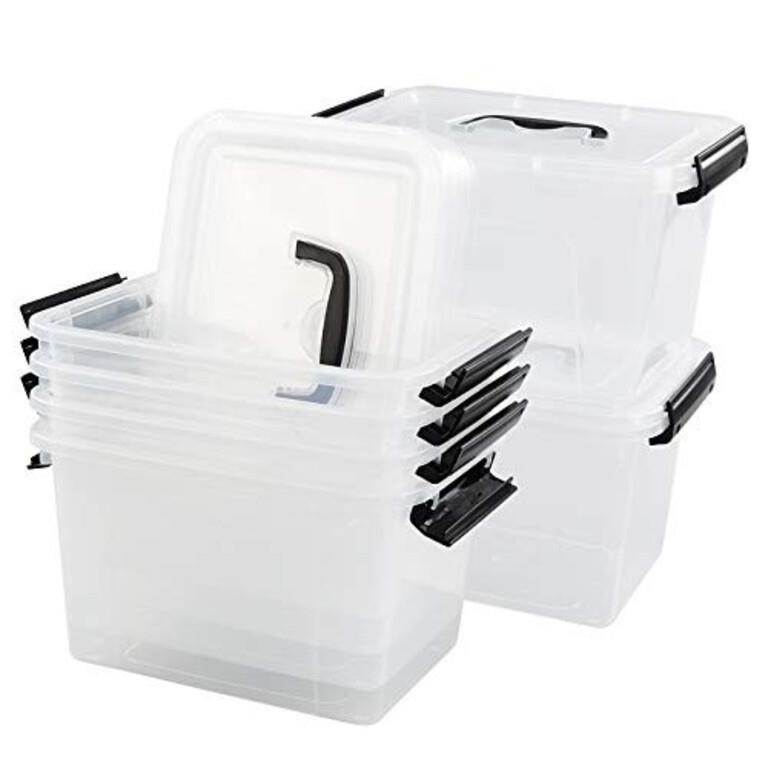 4 Pack of 5 Quart Storage Box Tote with Lid, 4 Pa