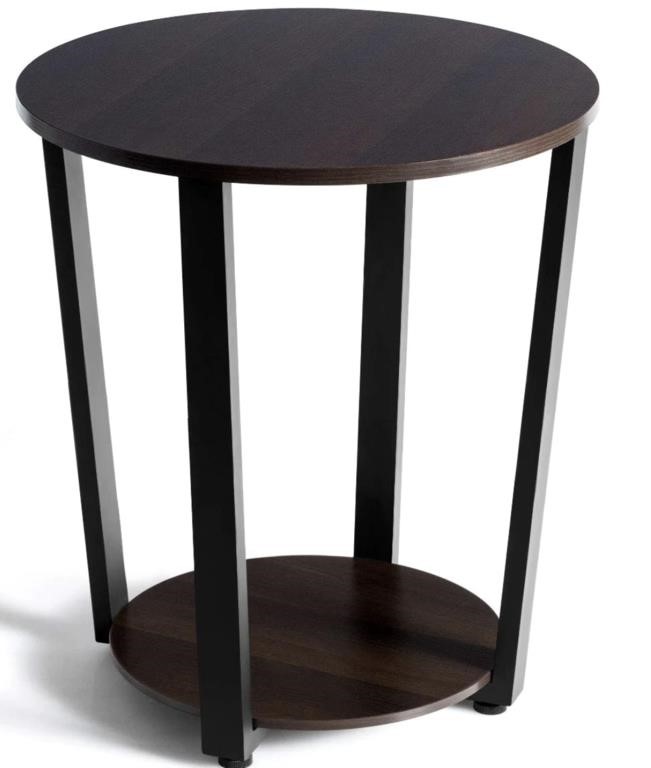Round End Table, 2-Tier Metal Side Table