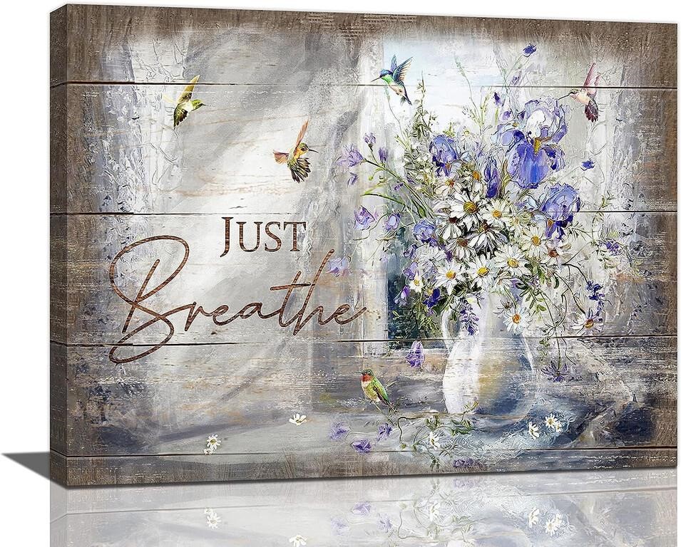 Rustic Floral Wall Art Country Daisy Bathroom Hum