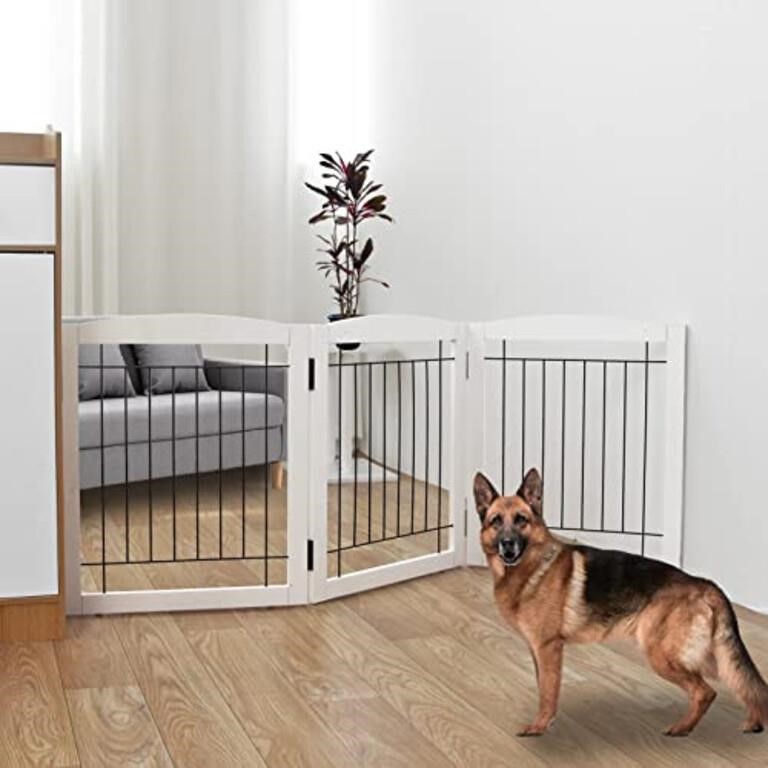 ZJSF Freestanding Foldable Dog Gate for House Ext