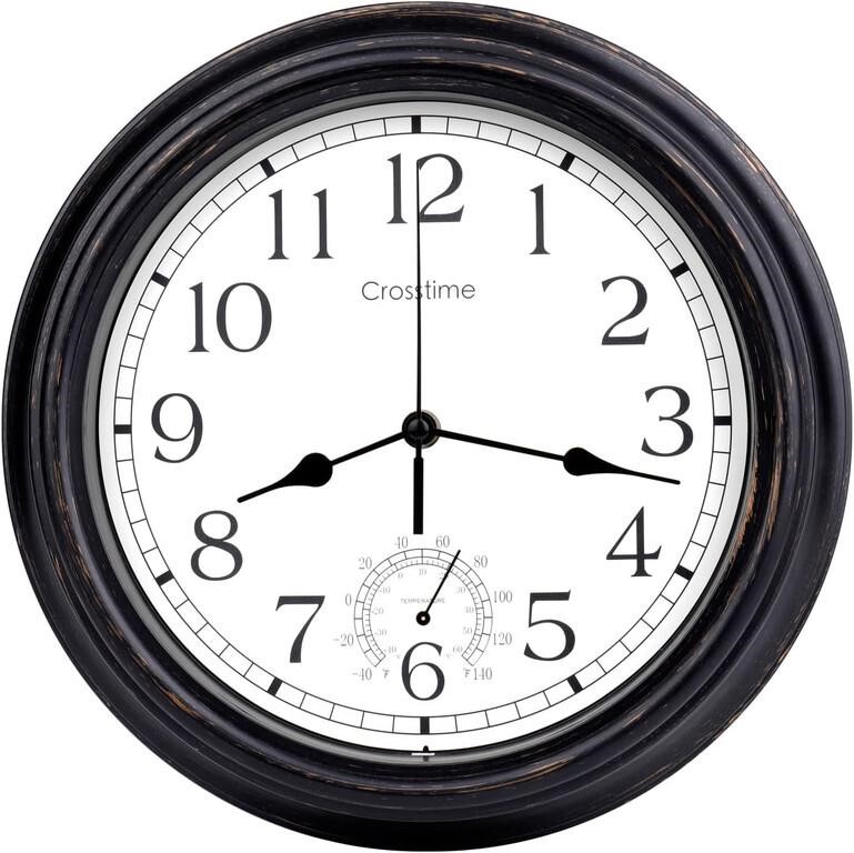 16 Inch Large Outdoor Clock Waterproof with Therm