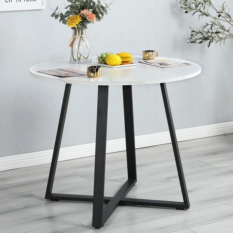Deehansh 35.5" Round Marble-Proof Dining Table wi
