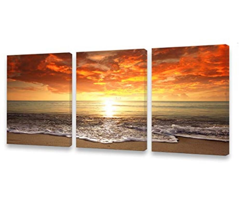 S0146 3 pieces Canvas Prints Wall Art Sunset Ocea