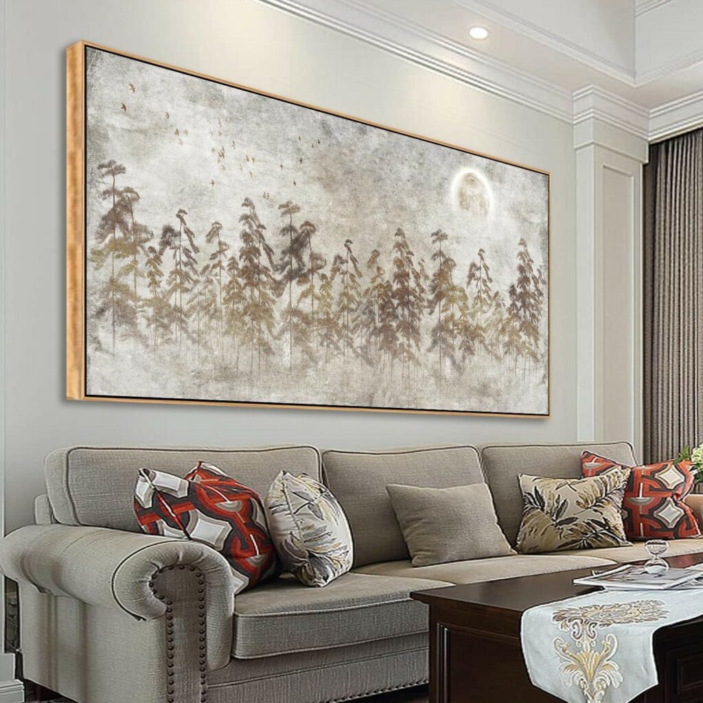 Framed Canvas Wall Art for living Room Zen retro