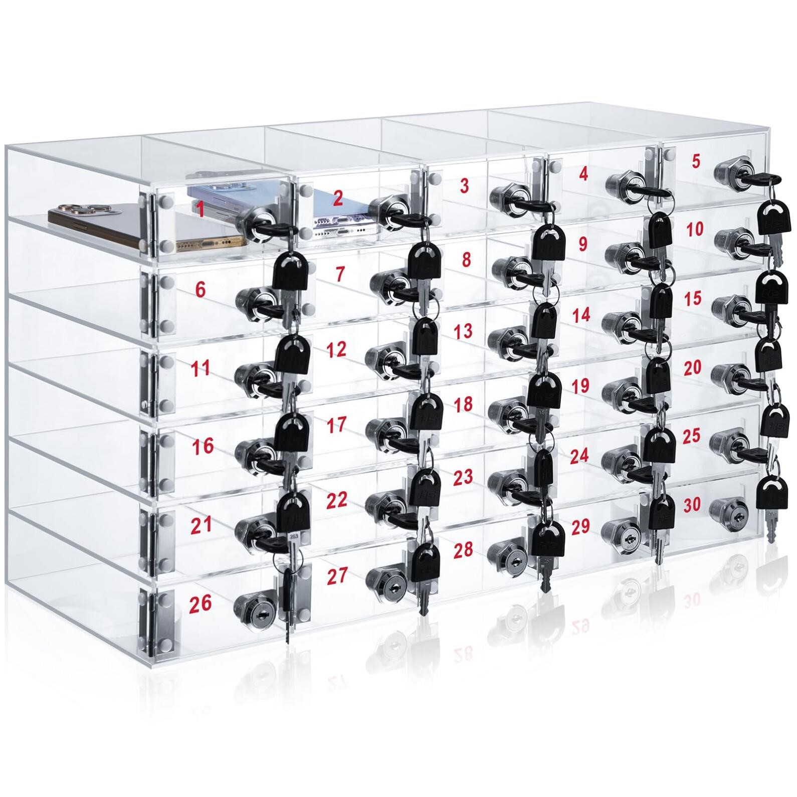 Layhit Cell Phone Locker Box Storage Clear Acryli