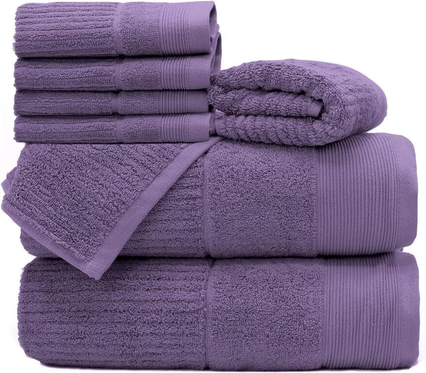 Dihonhfo Purple Striped Bath Towel Set,N.W:4.3 LB