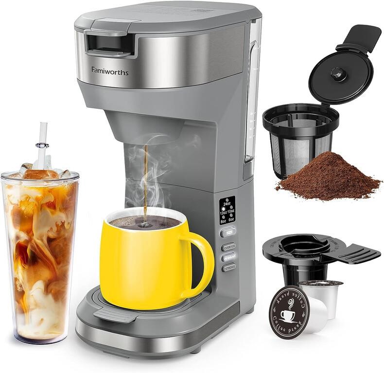 Hot and Iced Coffee Maker for K Cups and Ground C