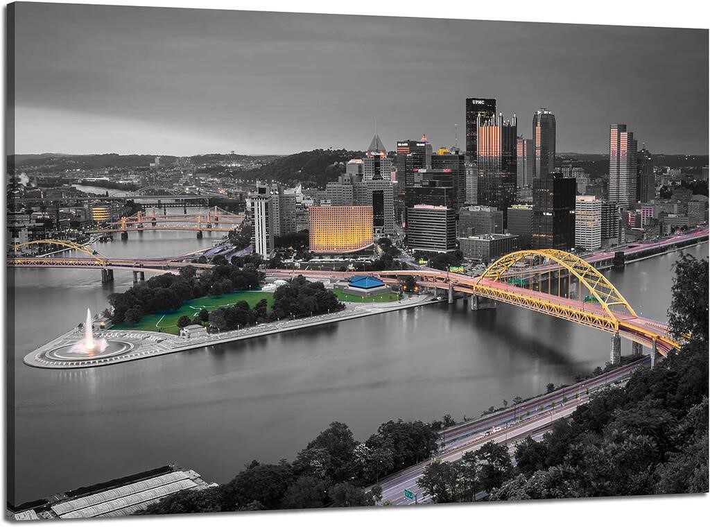 Pittsburgh Painting Wall Art Black and White Penn