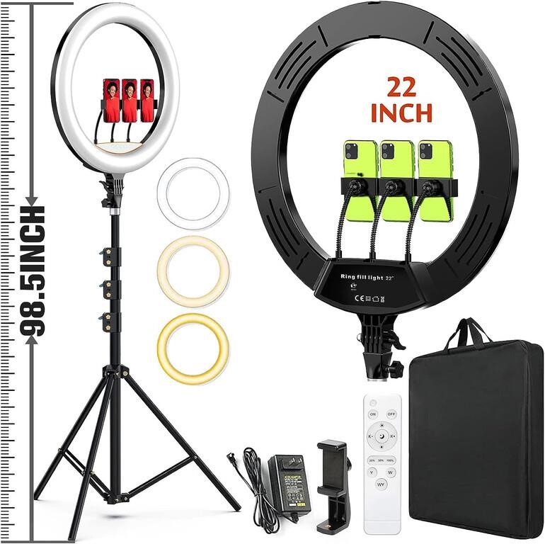22" LED Ring Light Adjustable 3000K-6500K Color T